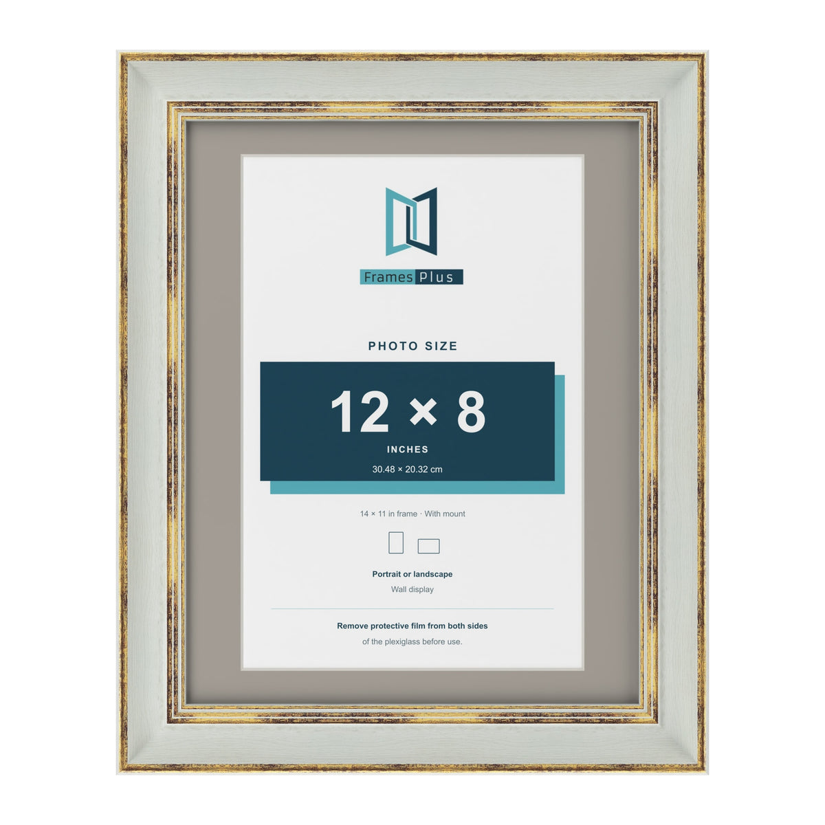 Cassis Light Grey 14 x 11 inch picture frame with a dawn grey mount for a 12 x 8 inch photo