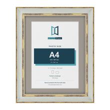 Cassis Light Grey 14 x 11 inch picture frame with a dawn grey mount for an A4 photo