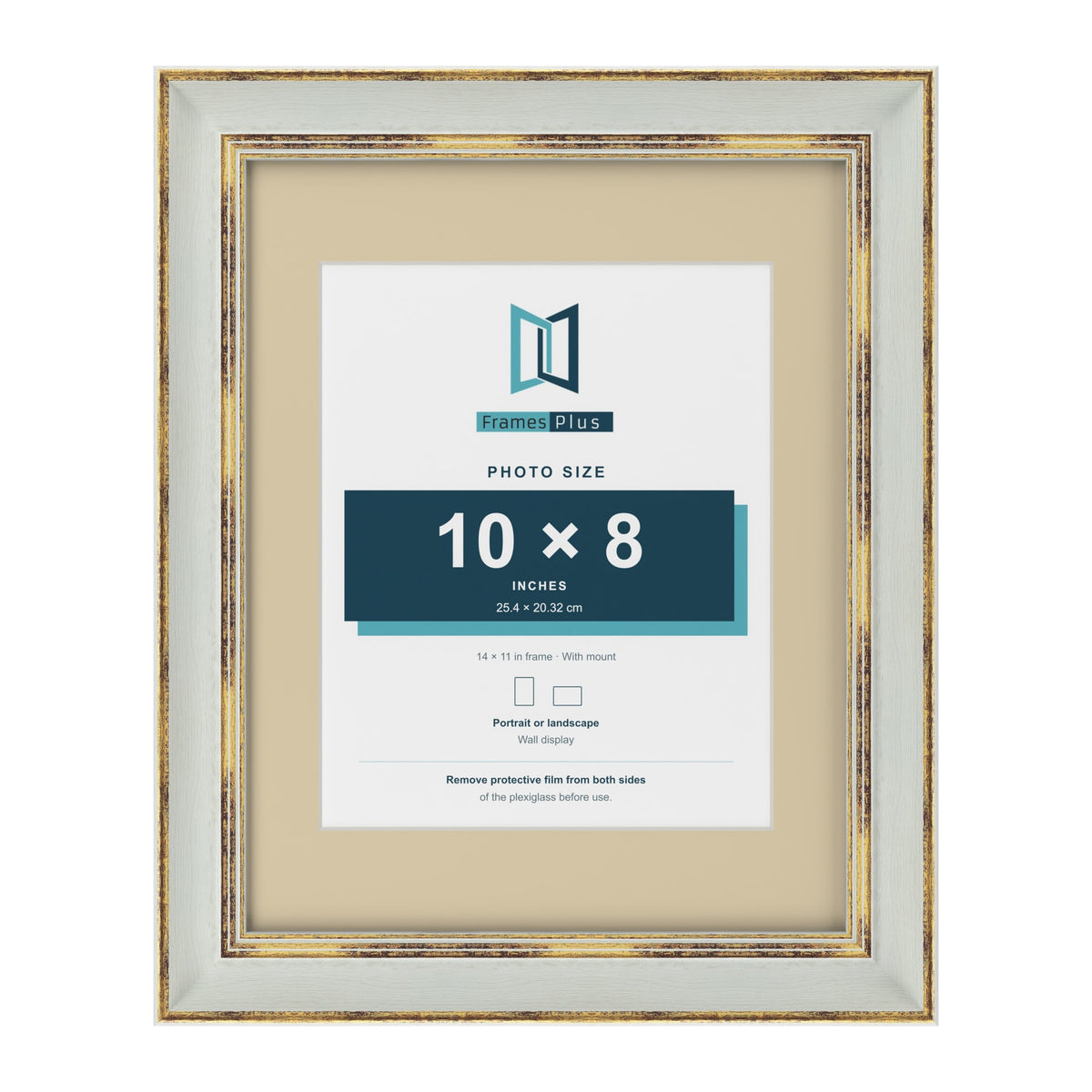 Cassis Light Grey 14 x 11 inch picture frame with an ivory mount for a 10 x 8 inch photo