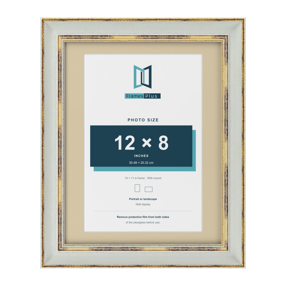 Cassis Light Grey 14 x 11 inch picture frame with an ivory mount for a 12 x 8 inch photo