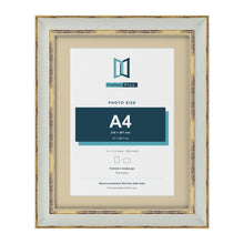 Cassis Light Grey 14 x 11 inch picture frame with an ivory mount for an A4 photo