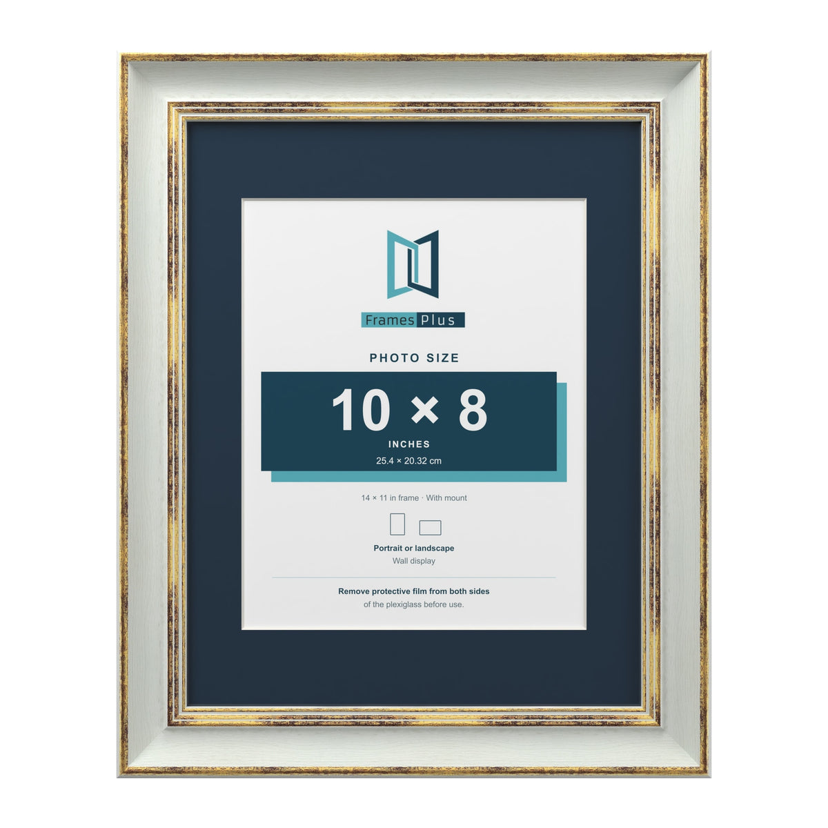 Cassis Light Grey 14 x 11 inch picture frame with a pacific blue mount for a 10 x 8 inch photo