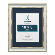 Cassis Light Grey 14 x 11 inch picture frame with a pacific blue mount for a 10 x 8 inch photo