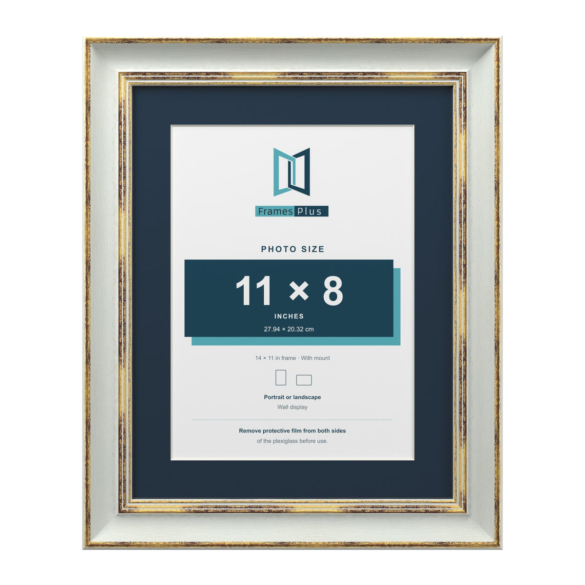 Cassis Light Grey 14 x 11 inch picture frame with a pacific blue mount for an 11 x 8 inch photo