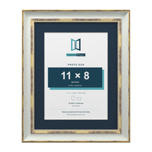 Cassis Light Grey 14 x 11 inch picture frame with a pacific blue mount for an 11 x 8 inch photo