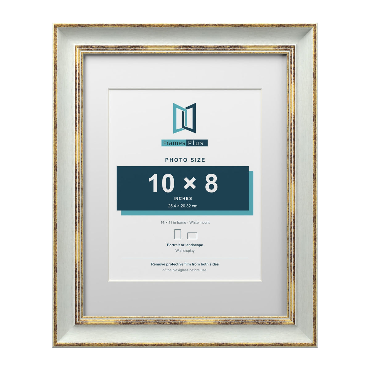 Cassis Light Grey 14 x 11 inch picture frame with a white mount for a 10 x 8 inch photo