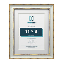 Cassis Light Grey 14 x 11 inch picture frame with a white mount for an 11 x 8 inch photo