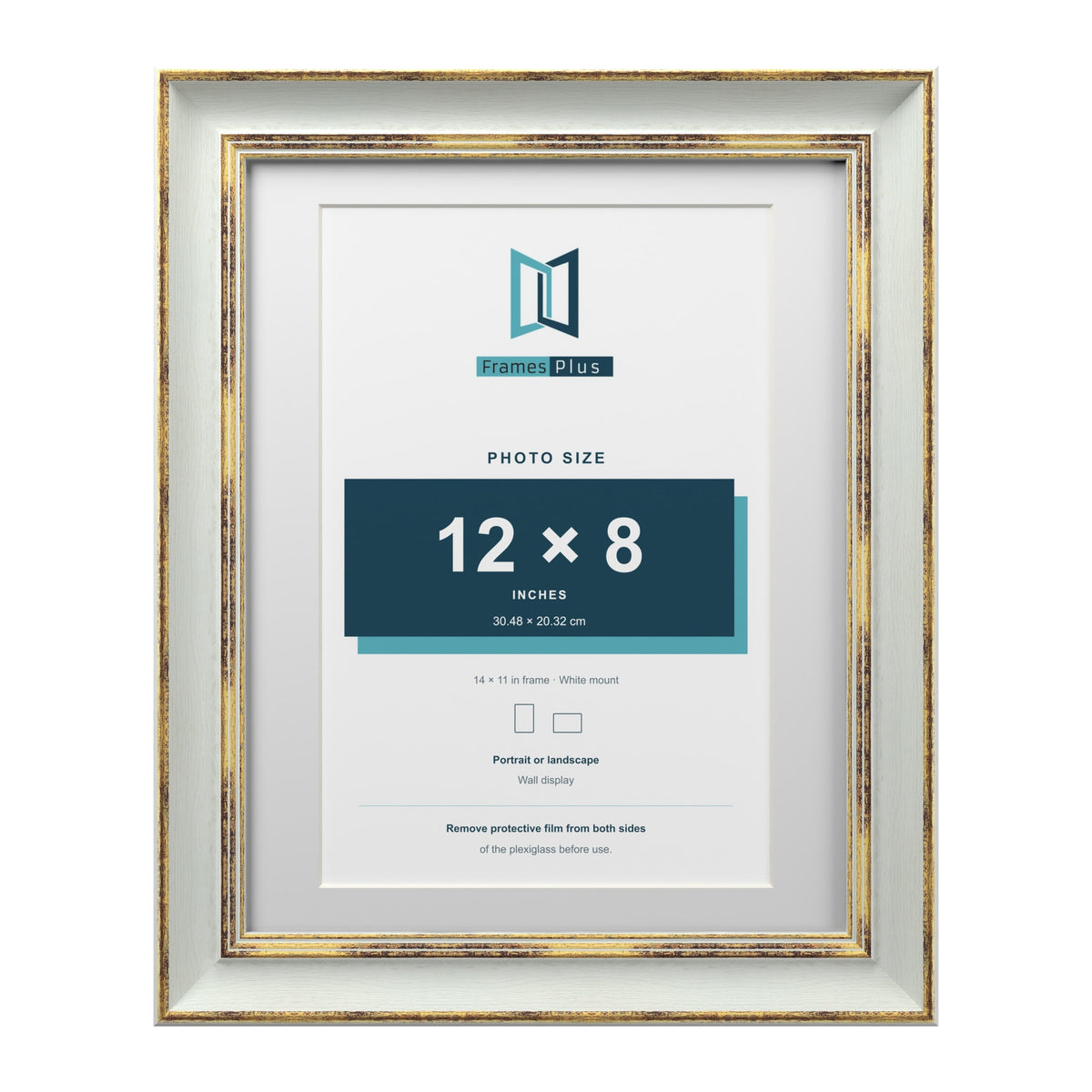 Cassis Light Grey 14 x 11 inch picture frame with a white mount for a 12 x 8 inch photo