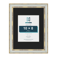 Cassis Light Grey 16 x 12 inch picture frame with a black mount for a 10 x 8 inch photo