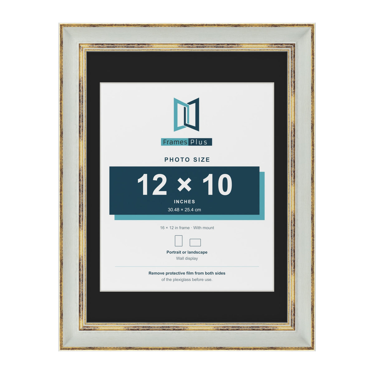 Cassis Light Grey 16 x 12 inch picture frame with a black mount for a 12 x 10 inch photo