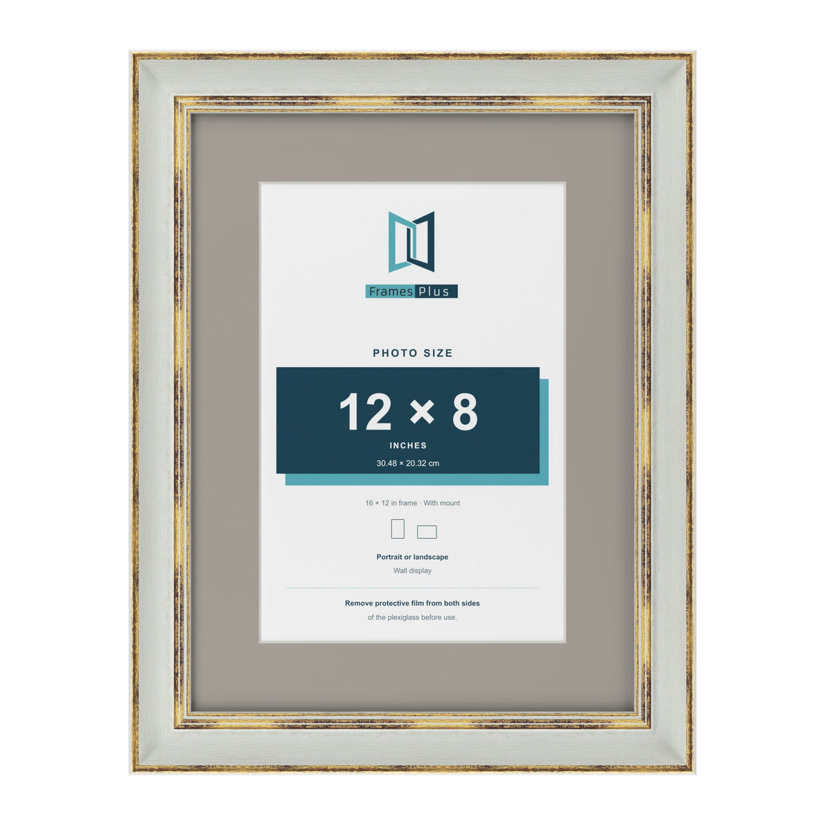 Cassis Light Grey 16 x 12 inch picture frame with a dawn grey mount for a 12 x 8 inch photo