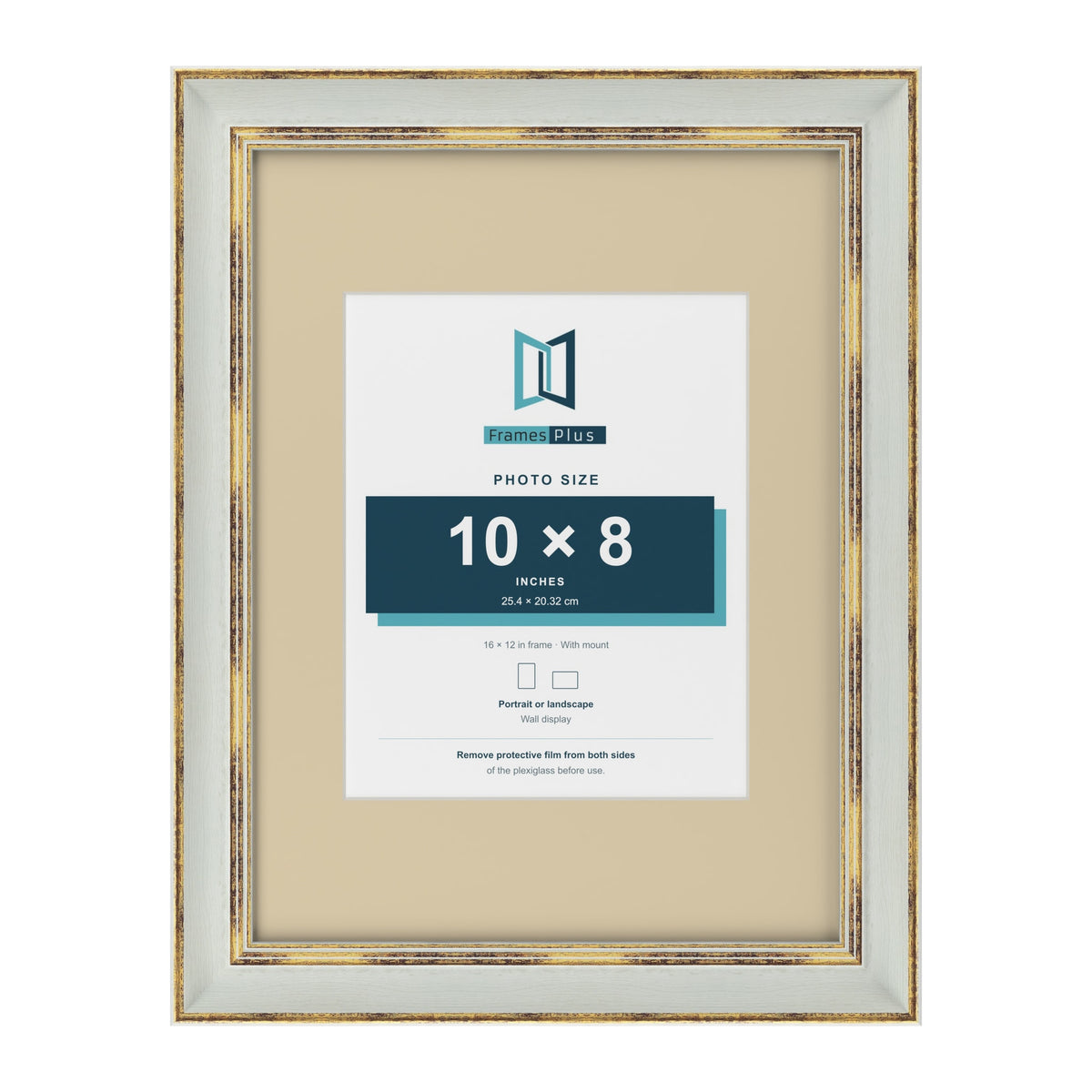 Cassis Light Grey 16 x 12 inch picture frame with an ivory mount for a 10 x 8 inch photo
