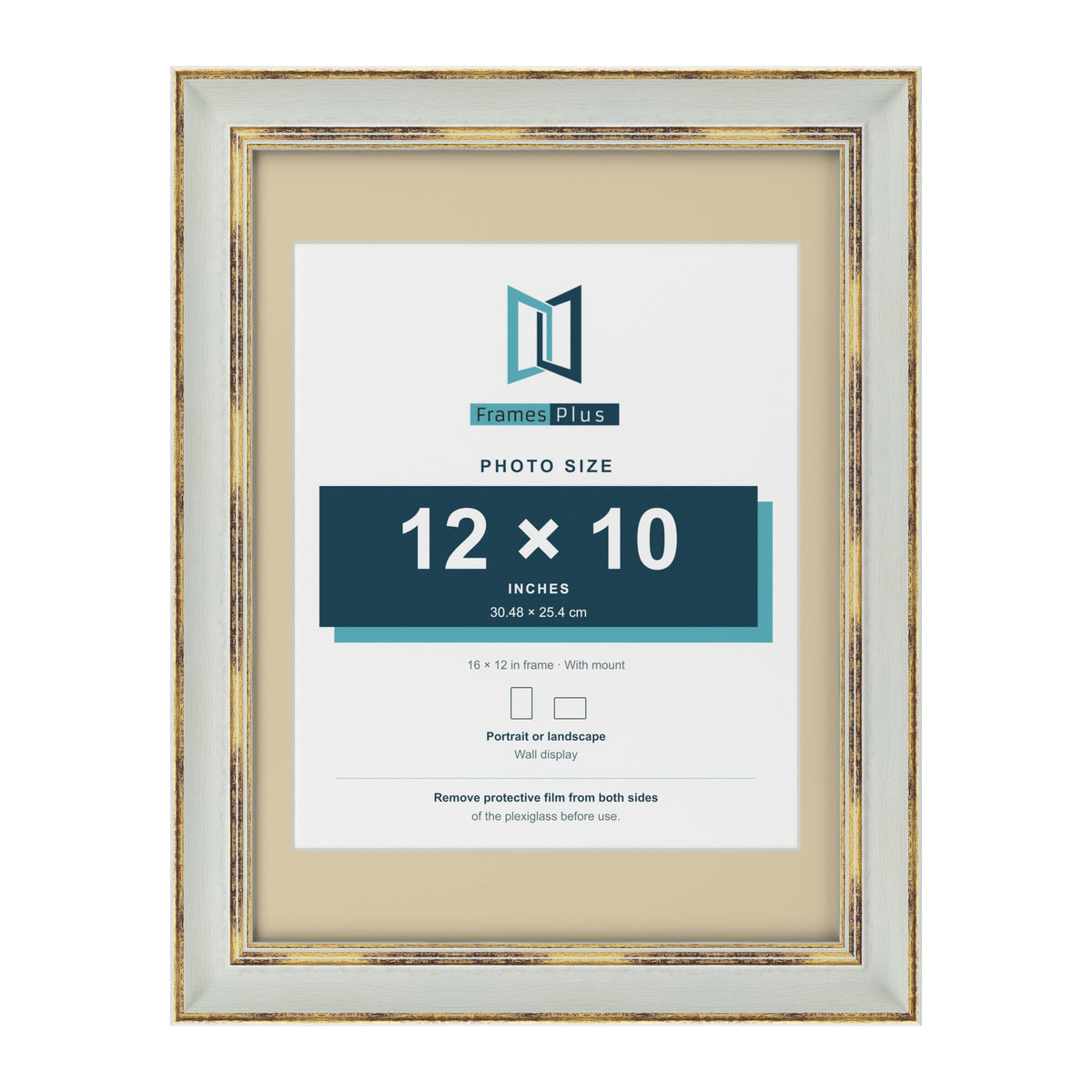Cassis Light Grey 16 x 12 inch picture frame with an ivory mount for a 12 x 10 inch photo
