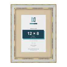 Cassis Light Grey 16 x 12 inch picture frame with an ivory mount for a 12 x 8 inch photo
