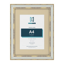 Cassis Light Grey 16 x 12 inch picture frame with an ivory mount for an A4 photo