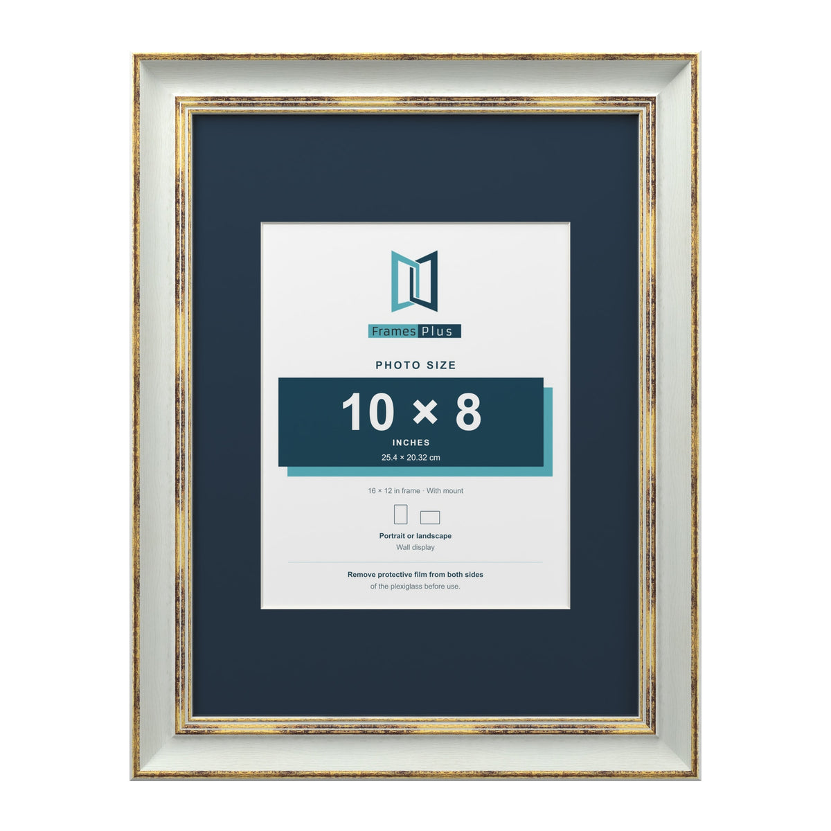 Cassis Light Grey 16 x 12 inch picture frame with a pacific blue mount for a 10 x 8 inch photo