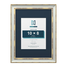 Cassis Light Grey 16 x 12 inch picture frame with a pacific blue mount for a 10 x 8 inch photo