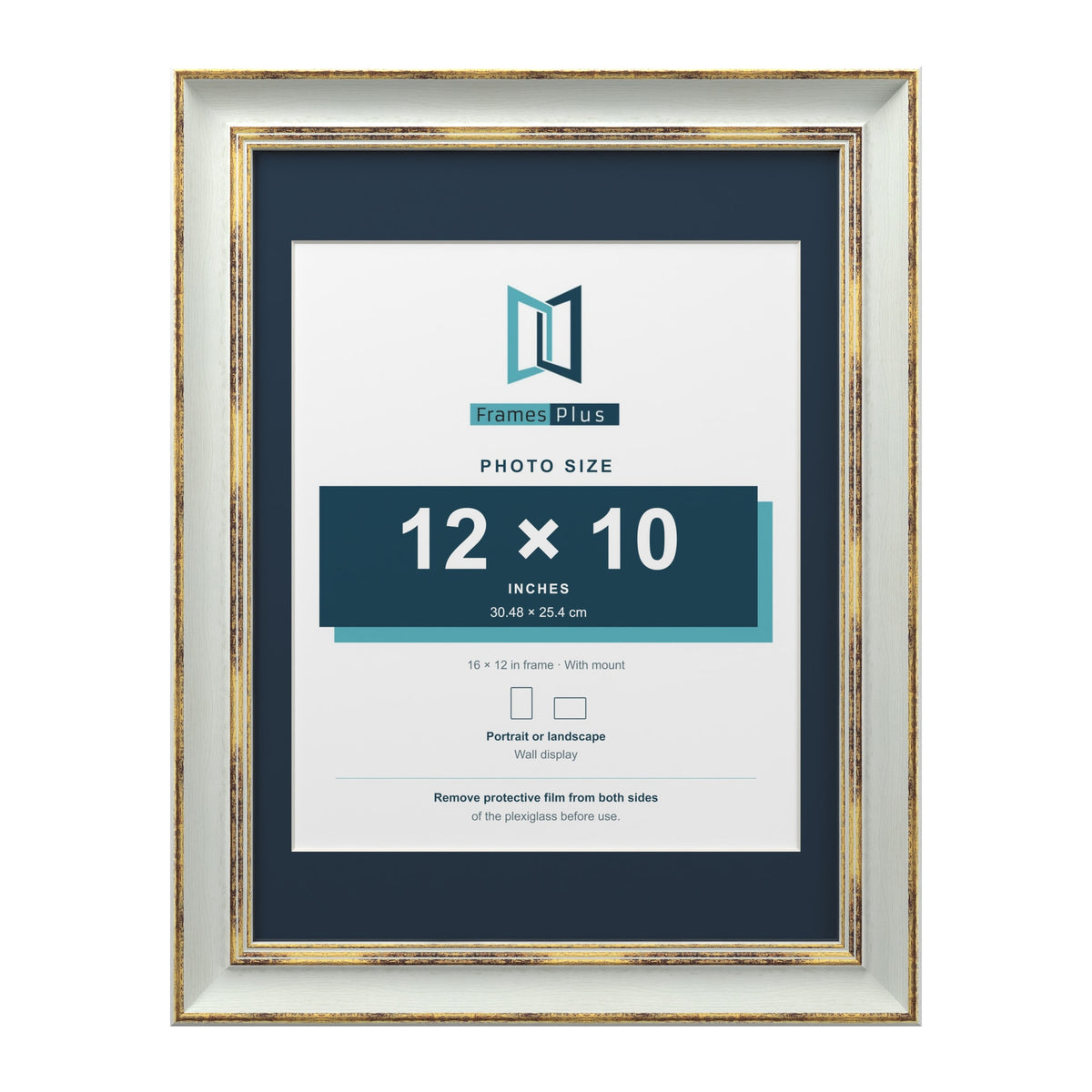 Cassis Light Grey 16 x 12 inch picture frame with a pacific blue mount for a 12 x 10 inch photo