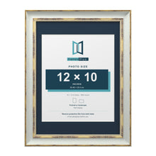 Cassis Light Grey 16 x 12 inch picture frame with a pacific blue mount for a 12 x 10 inch photo