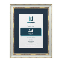 Cassis Light Grey 16 x 12 inch picture frame with a pacific blue mount for an A4 photo