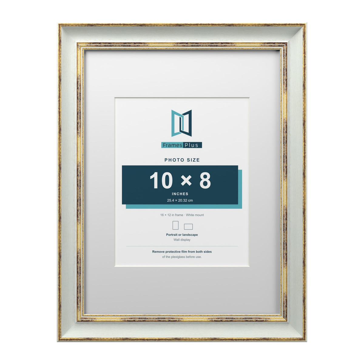Cassis Light Grey 16 x 12 inch picture frame with a white mount for a 10 x 8 inch photo