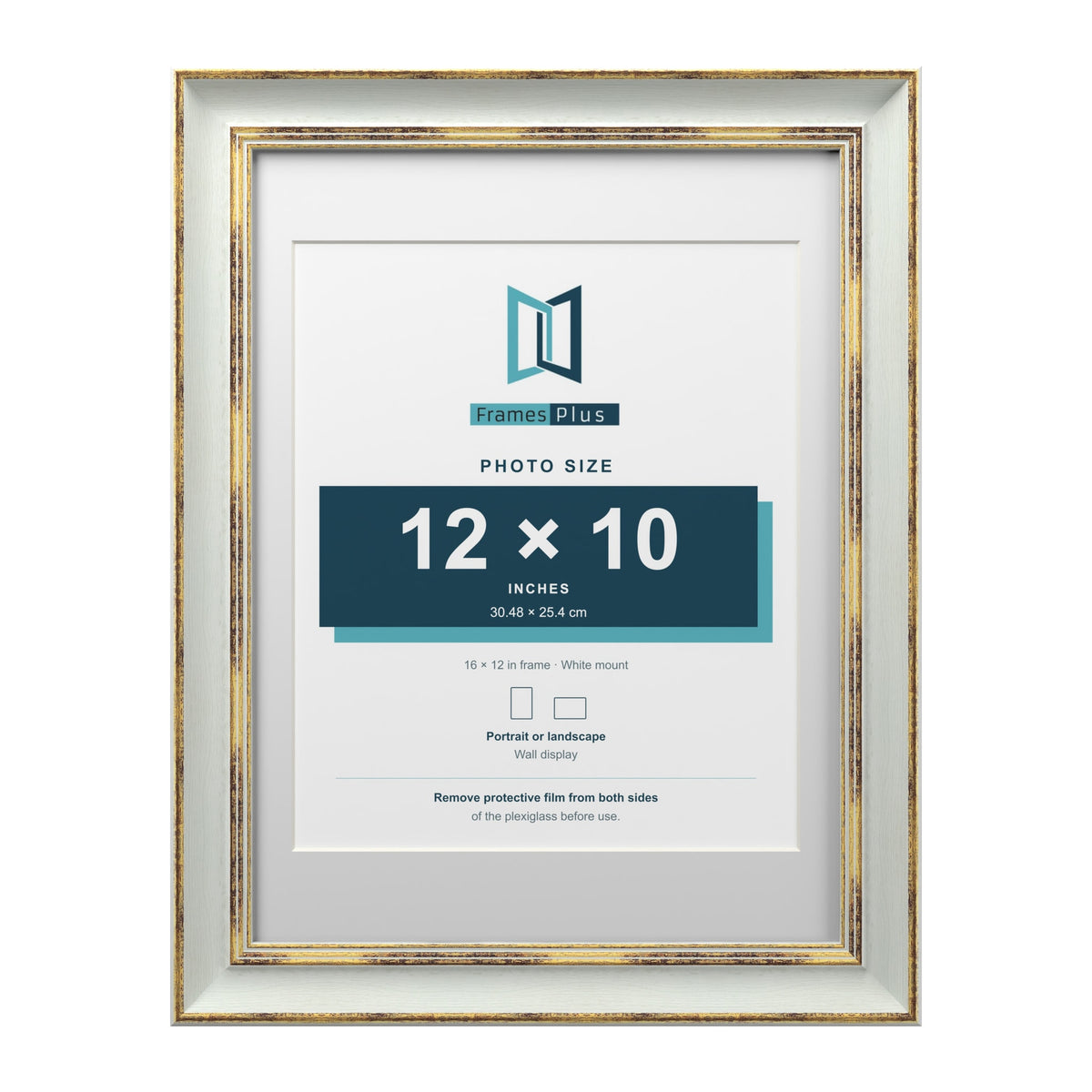 Cassis Light Grey 16 x 12 inch picture frame with a white mount for a 12 x 10 inch photo