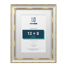 Cassis Light Grey 16 x 12 inch picture frame with a white mount for a 12 x 8 inch photo
