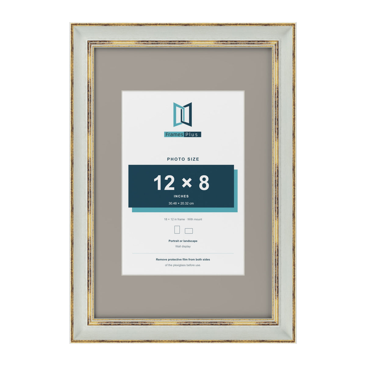 Cassis Light Grey 18 x 12 inch picture frame with a dawn grey mount for a 12 x 8 inch photo