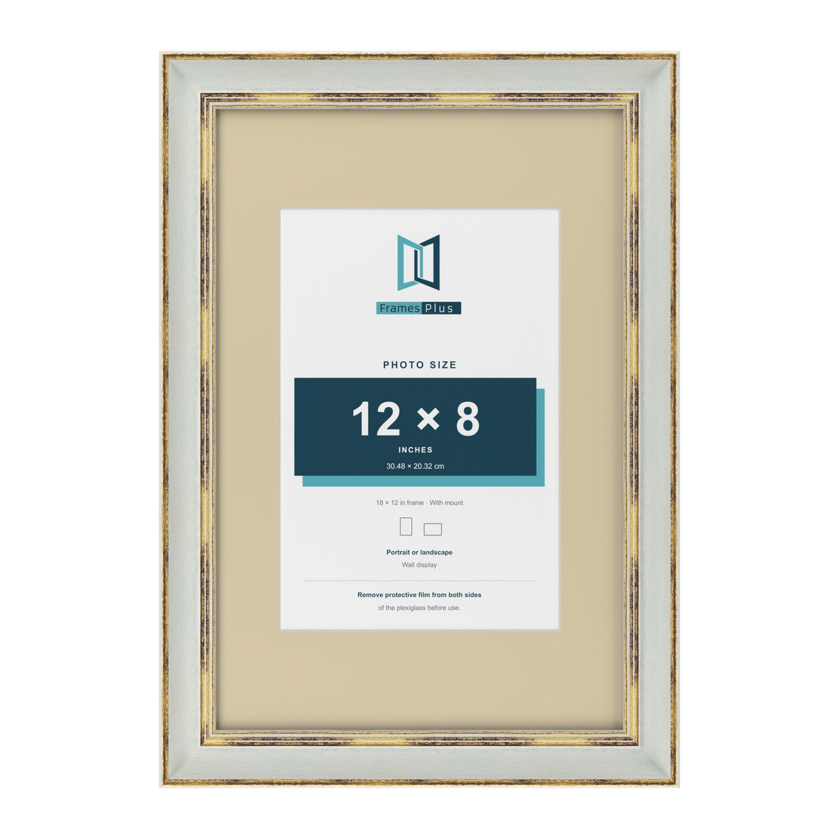 Cassis Light Grey 18 x 12 inch picture frame with an ivory mount for a 12 x 8 inch photo