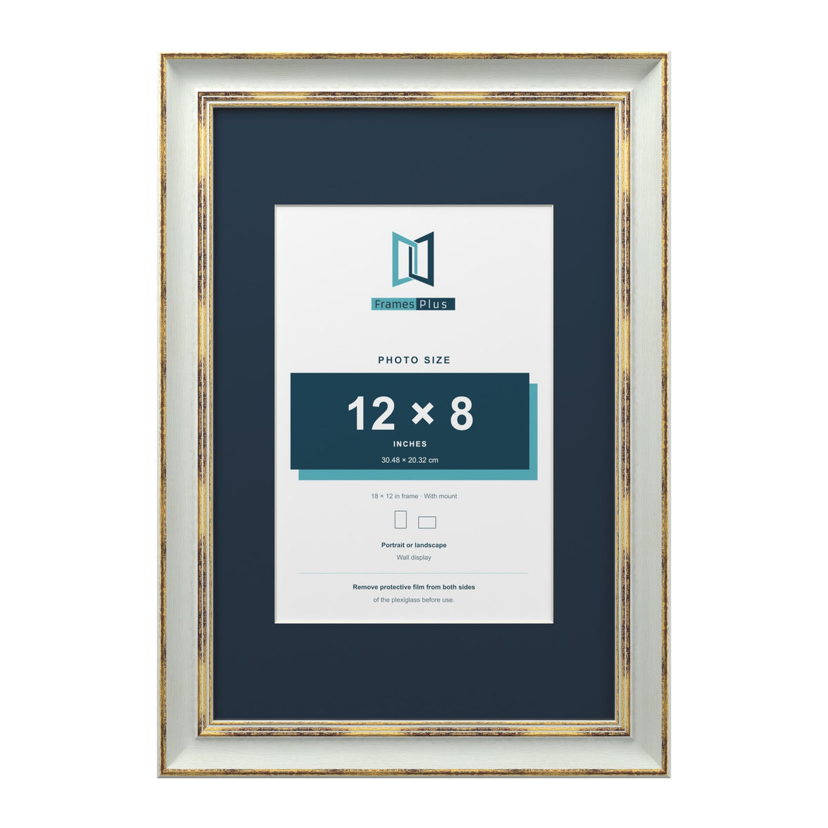 Cassis Light Grey 18 x 12 inch picture frame with a pacific blue mount for a 12 x 8 inch photo