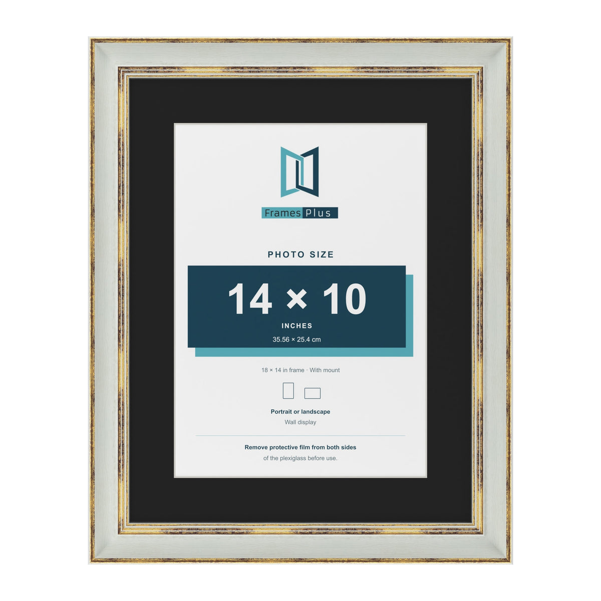 Cassis Light Grey 18 x 14 inch picture frame with a black mount for a 14 x 10 inch photo