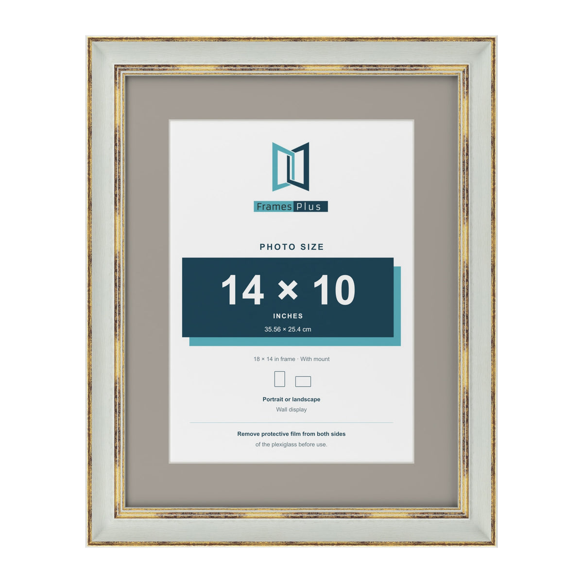 Cassis Light Grey 18 x 14 inch picture frame with a dawn grey mount for a 14 x 10 inch photo