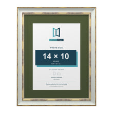 Cassis Light Grey 18 x 14 inch picture frame with a green mount for a 14 x 10 inch photo