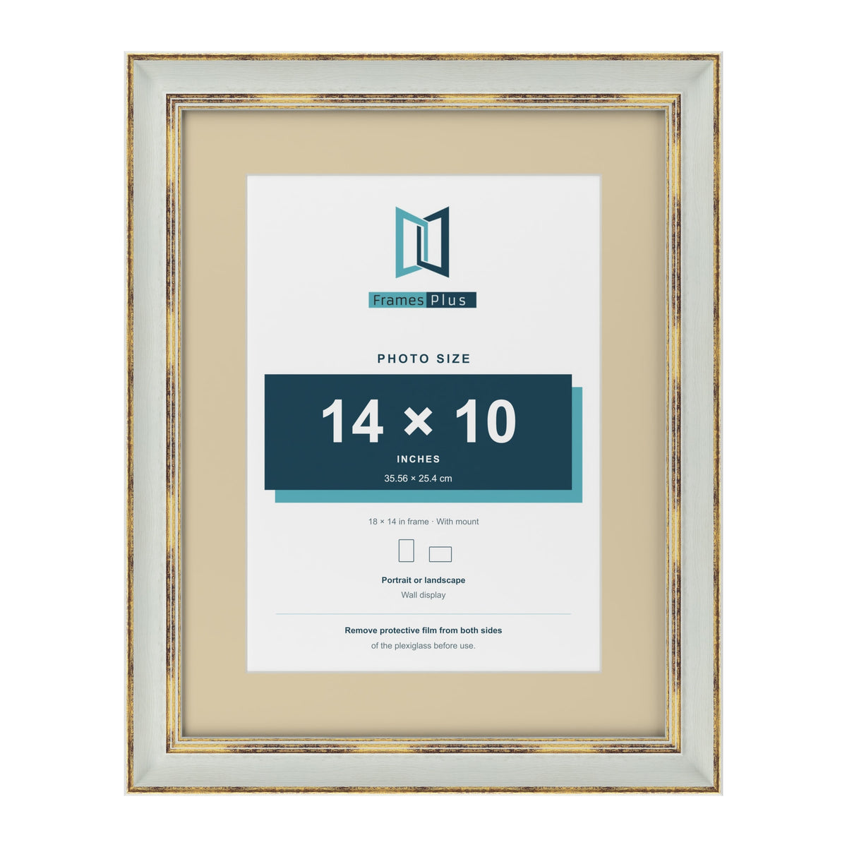Cassis Light Grey 18 x 14 inch picture frame with an ivory mount for a 14 x 10 inch photo