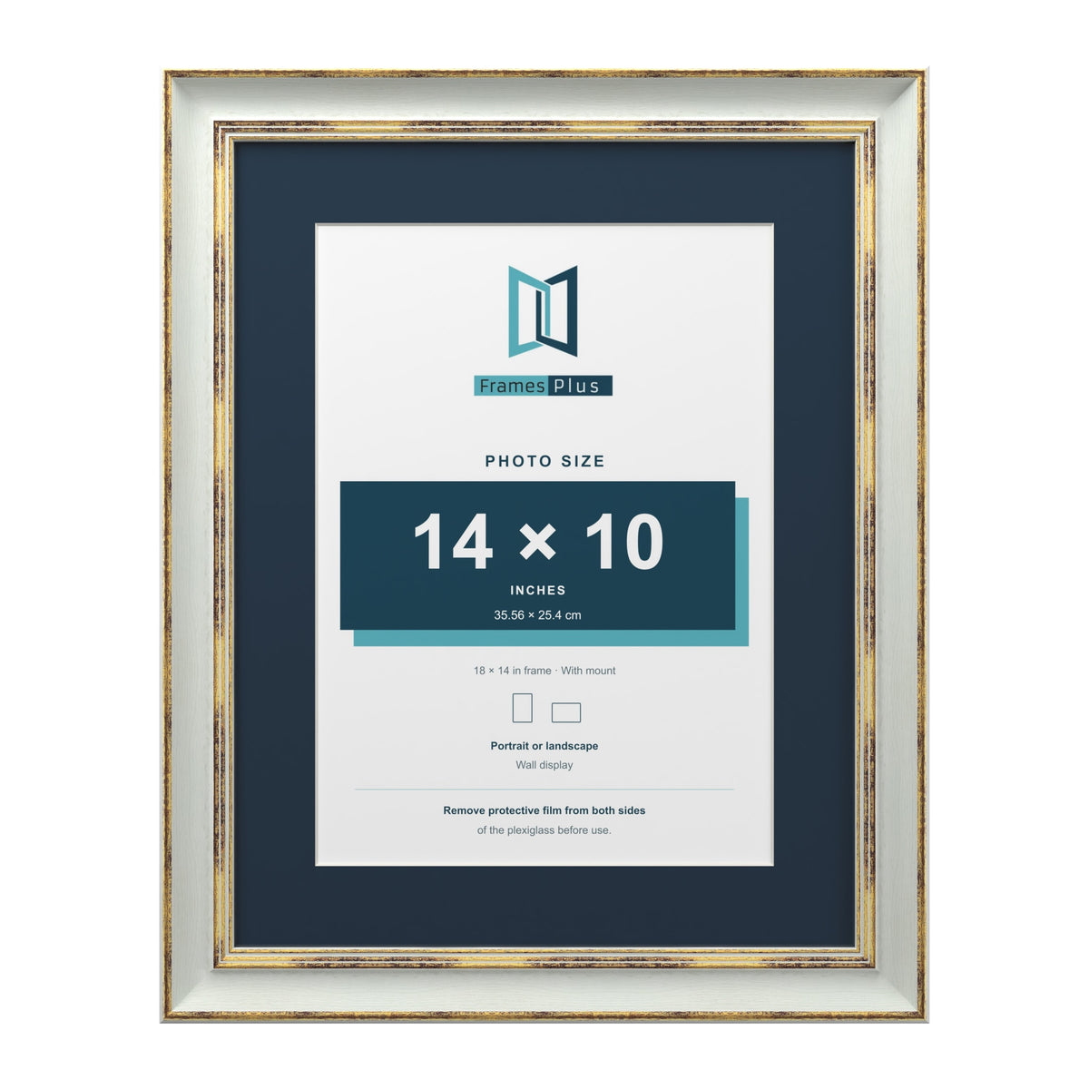 Cassis Light Grey 18 x 14 inch picture frame with a pacific blue mount for a 14 x 10 inch photo