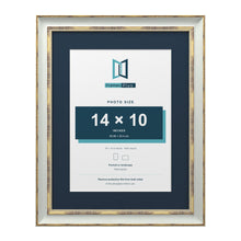 Cassis Light Grey 18 x 14 inch picture frame with a pacific blue mount for a 14 x 10 inch photo