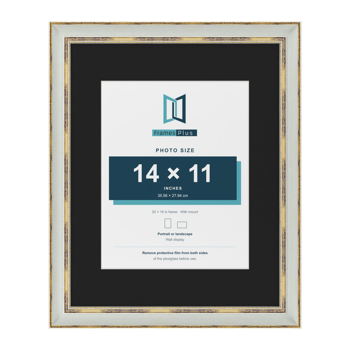 Cassis Light Grey 20 x 16 inch picture frame with a black mount for a 14 x 11 inch photo