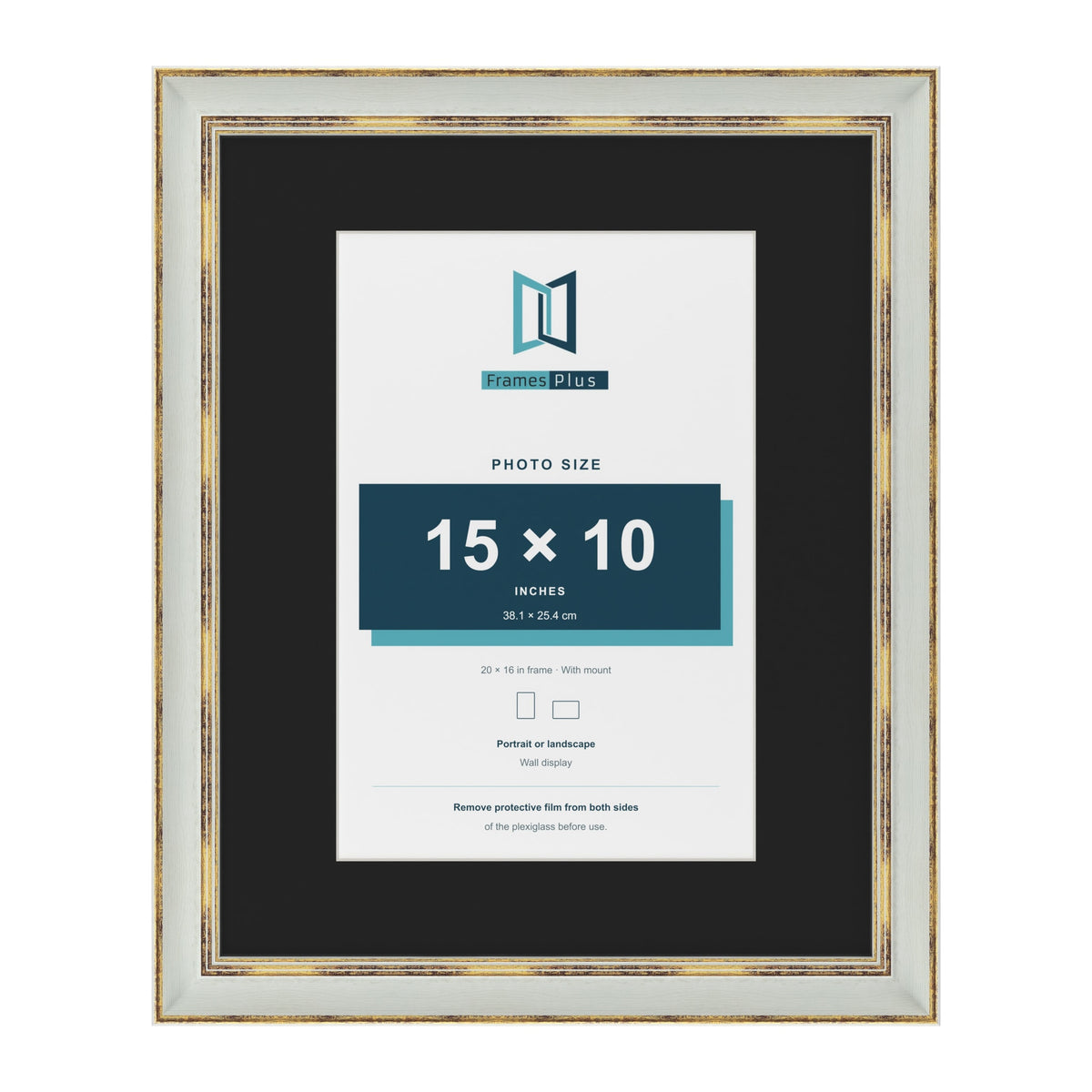 Cassis Light Grey 20 x 16 inch picture frame with a black mount for a 15 x 10 inch photo