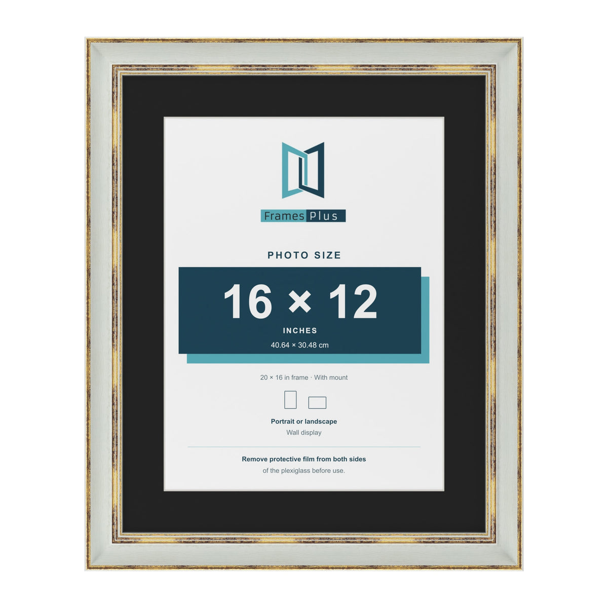 Cassis Light Grey 20 x 16 inch picture frame with a black mount for a 16 x 12 inch photo