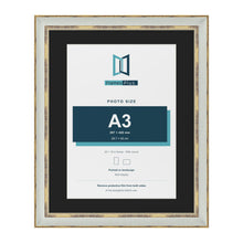 Cassis Light Grey 20 x 16 inch picture frame with a black mount for an A3 photo