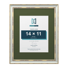 Cassis Light Grey 20 x 16 inch picture frame with a green mount for a 14 x 11 inch photo