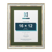 Cassis Light Grey 20 x 16 inch picture frame with a green mount for a 16 x 12 inch photo