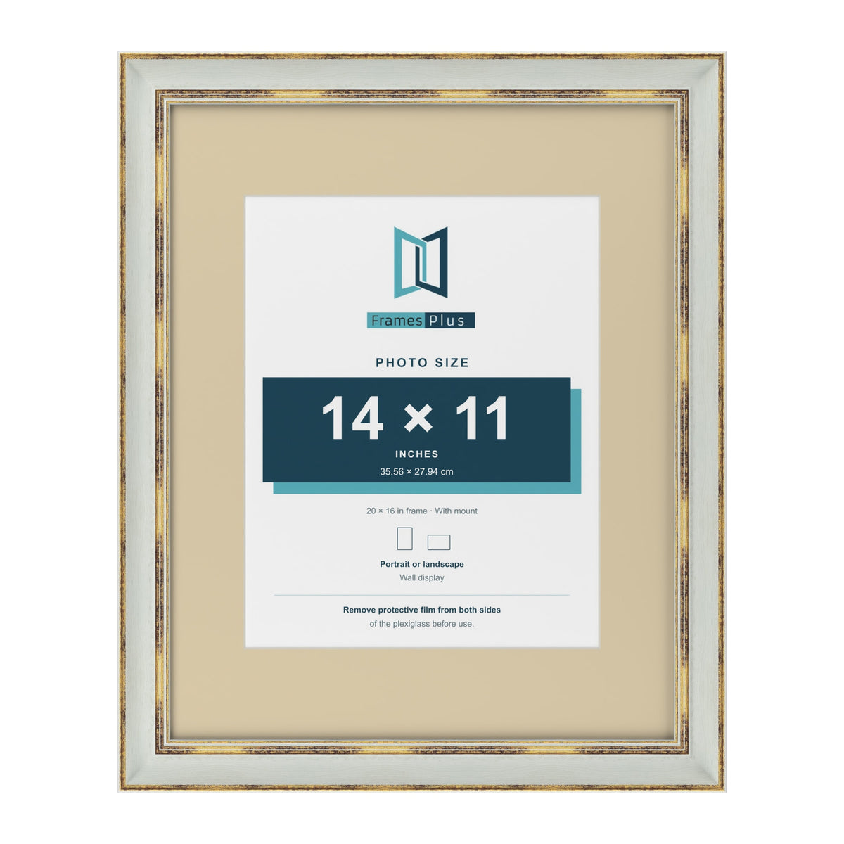 Cassis Light Grey 20 x 16 inch picture frame with an ivory mount for a 14 x 11 inch photo