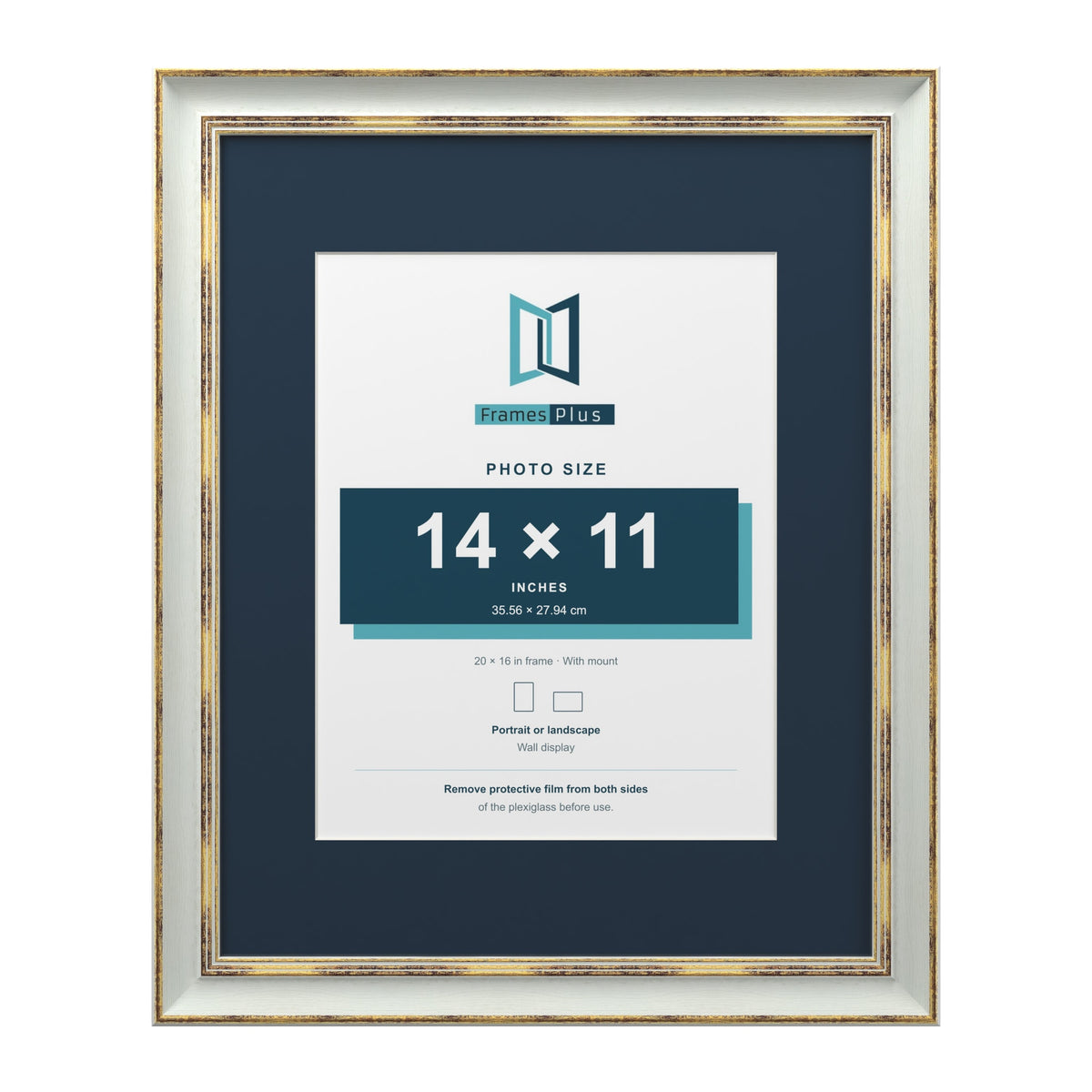 Cassis Light Grey 20 x 16 inch picture frame with a pacific blue mount for a 14 x 11 inch photo