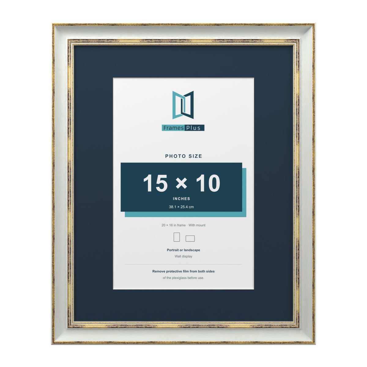 Cassis Light Grey 20 x 16 inch picture frame with a pacific blue mount for a 15 x 10 inch photo