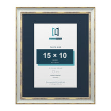 Cassis Light Grey 20 x 16 inch picture frame with a pacific blue mount for a 15 x 10 inch photo