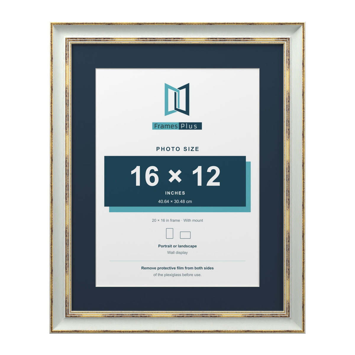 Cassis Light Grey 20 x 16 inch picture frame with a pacific blue mount for a 16 x 12 inch photo