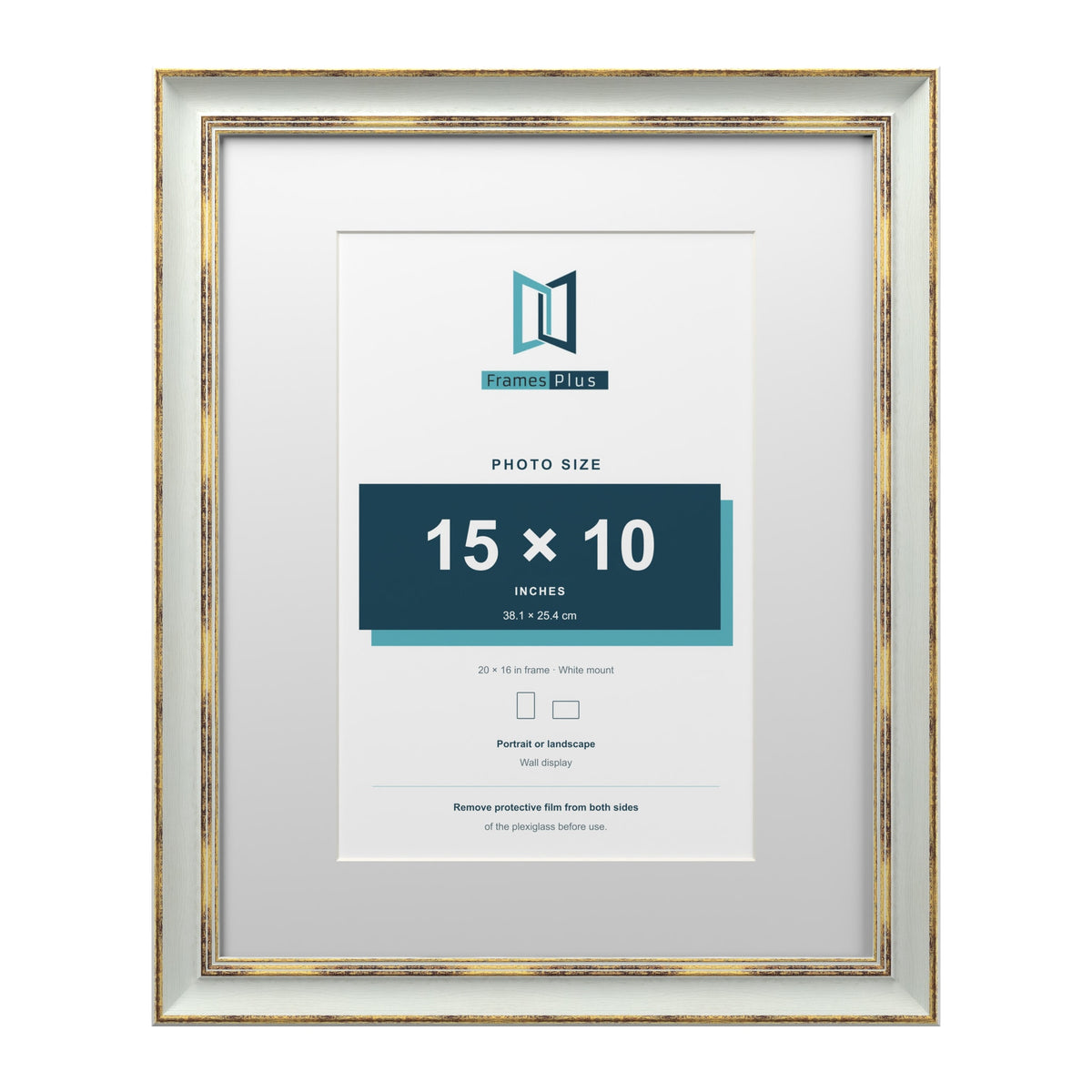 Cassis Light Grey 20 x 16 inch picture frame with a white mount for a 15 x 10 inch photo