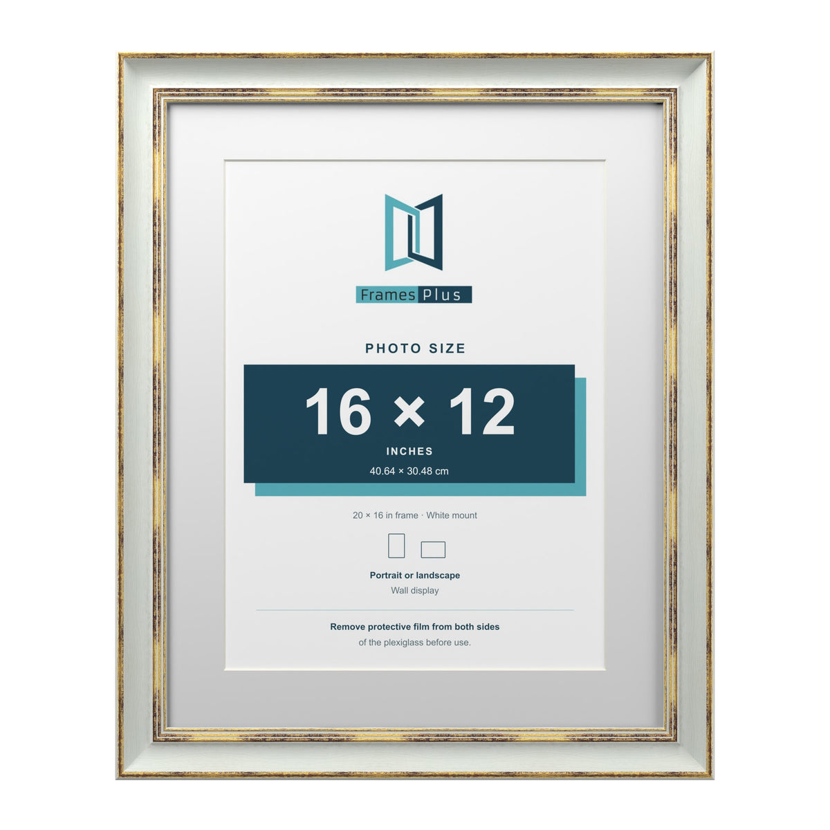 Cassis Light Grey 20 x 16 inch picture frame with a white mount for a 16 x 12 inch photo