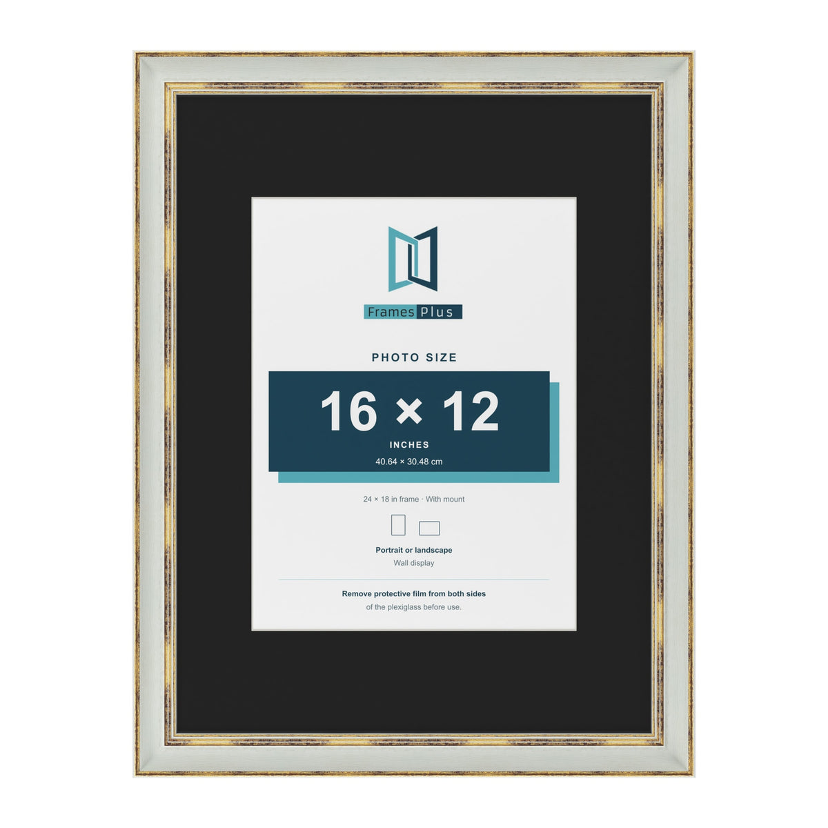 Cassis Light Grey 24 x 18 inch picture frame with a black mount for a 16 x 12 inch photo